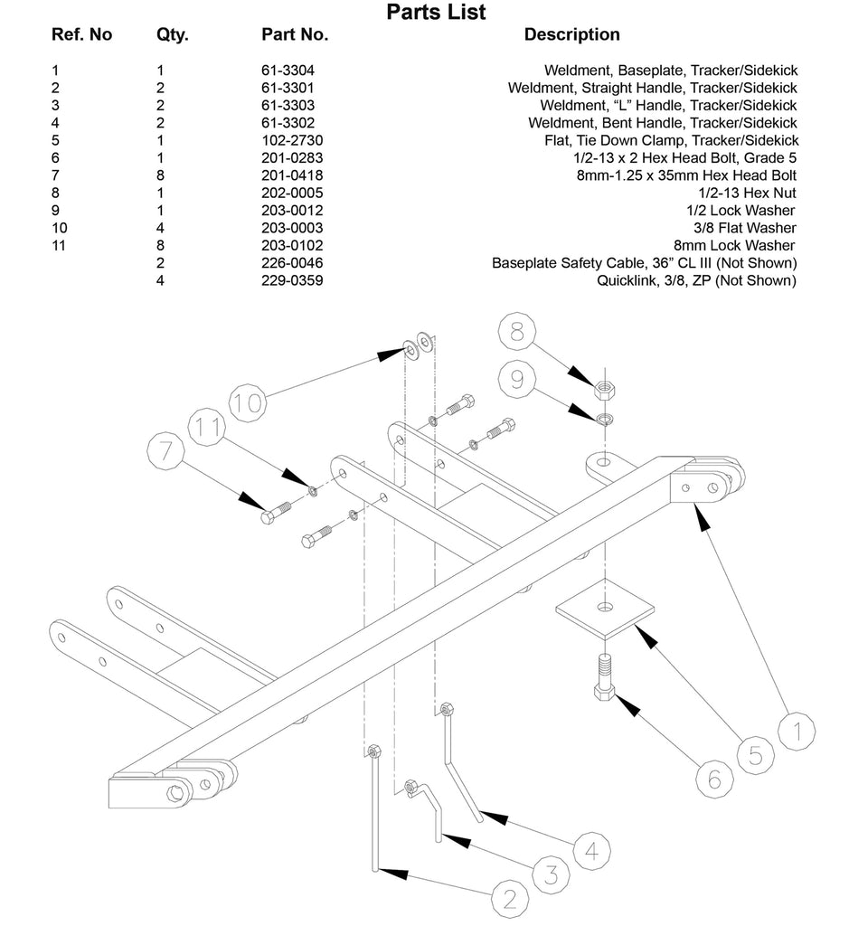 Blue Ox BX3503 Tow Bar Base Plate for Select Geo Tracker, Suzuki Sidekick