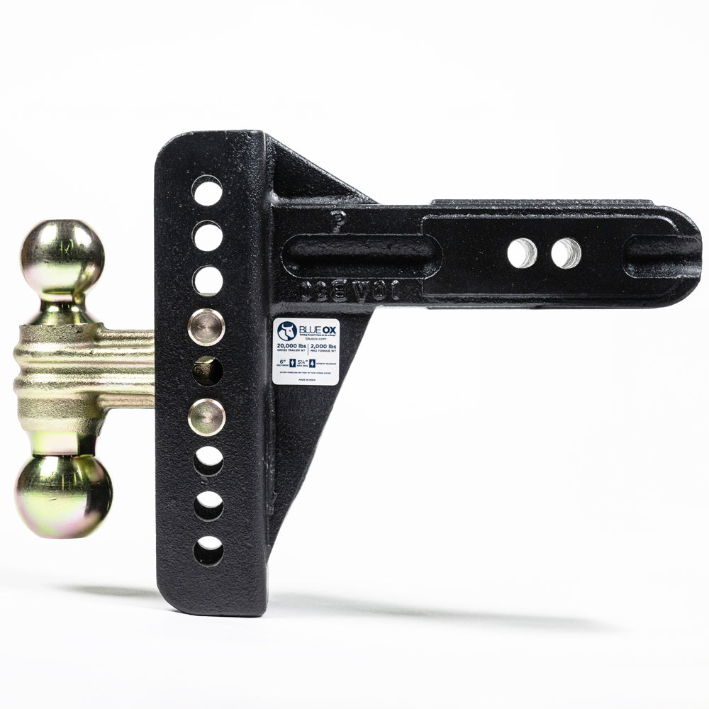 Blue Ox BXH20261 ADJ. BALL MOUNT,2-1/2" RCVR,6" DROP/RISE,2" & 2-5/16" BALL,20K