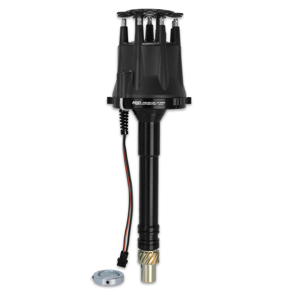 Black-Chevy-V8-Pro-Billet-Distributor-W-Locked-Out-Timing--Bronze-Gear