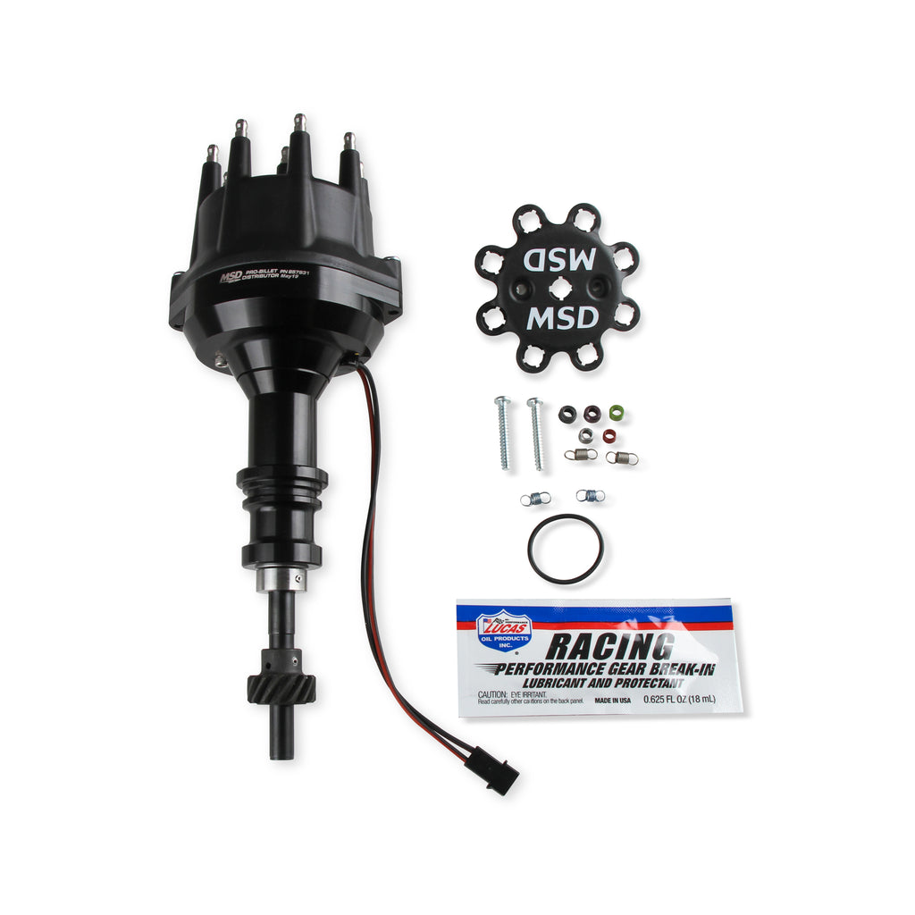 Black-Distributor-Ford-289-302,-Pro-Billet,-Small-Cap,-Steel-Gear