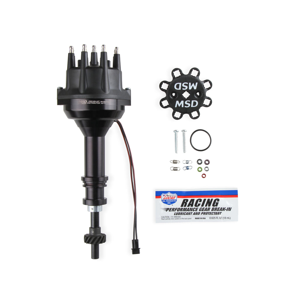 Black-Distributor-Ford-351C-460,-Pro-Billet,-Small-Cap,-Steel-Gear