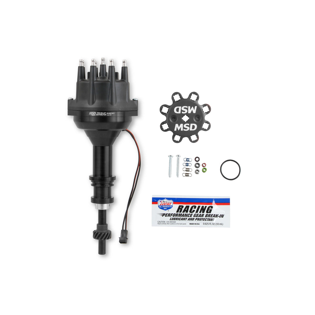 Black-Distributor,-Ford-351W,-Pro-Billet-WSteel-Gear