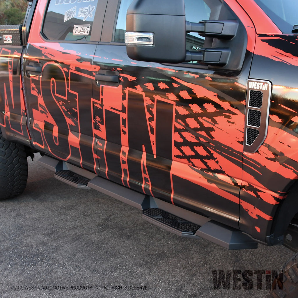 Black-Hdx-Xtreme-Board-;-Cab-Length-Nerf-Steps-;-15-24-F150-17-22-Super-Duty-Crew-Cab