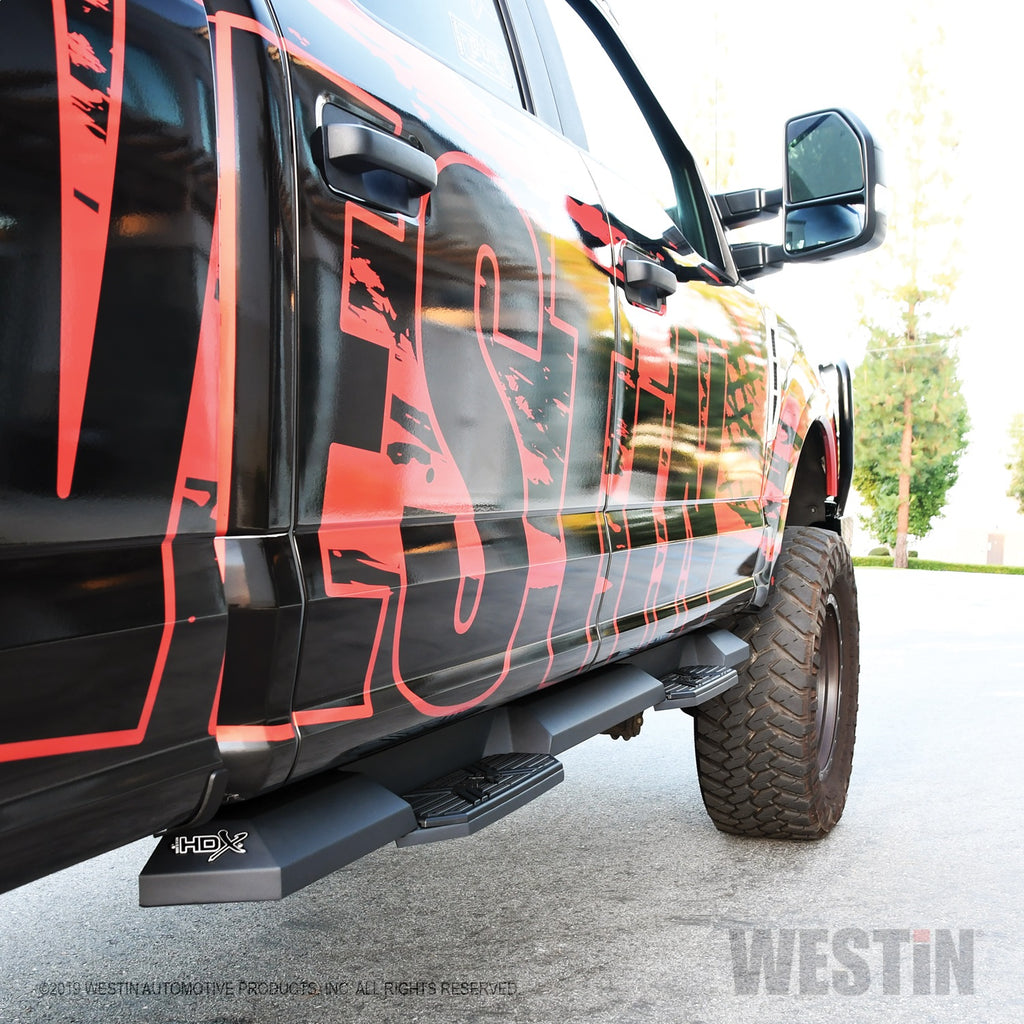 Black-Hdx-Xtreme-Board-;-Cab-Length-Nerf-Steps-;-15-24-F150-17-22-Super-Duty-Crew-Cab