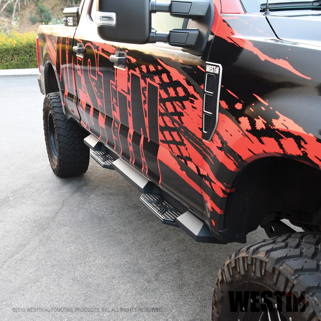 Black-Hdx-Xtreme-Board-;-Cab-Length-Nerf-Steps-;-15-24-F150-17-22-Super-Duty-Crew-Cab