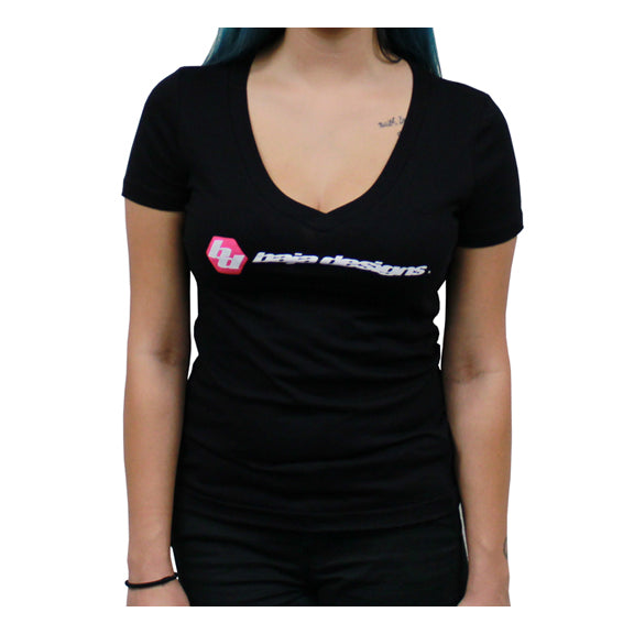 Black-Ladies-V-Neck-T-Shirt-Medium