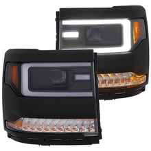 Load image into Gallery viewer, Black-Led-Plank-Style-Projector-Headlights-With-Sequential-Amber-Turn-Signals-;-16-18-Silverado-1500