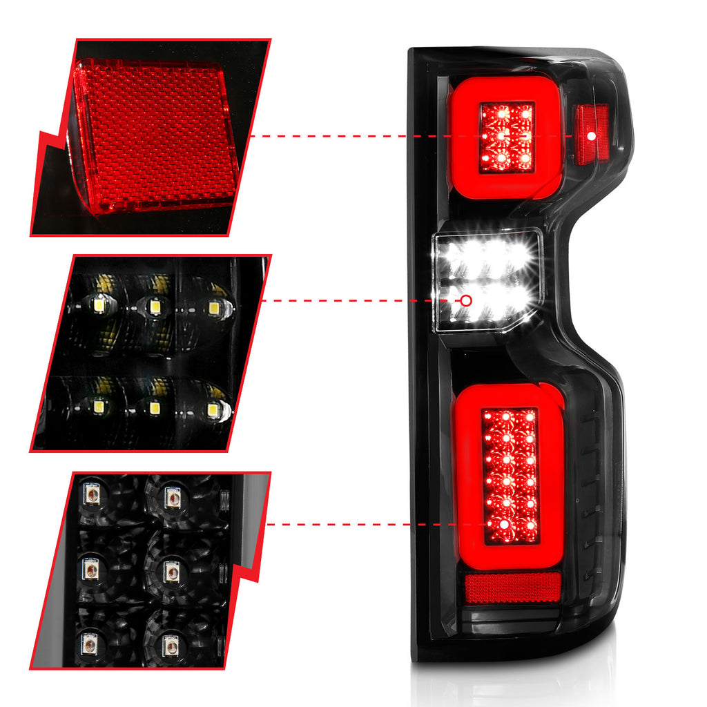 Black-Led-Tail-Lights-With-Clear-Lens--Sequential-Signals-;-19-23-Silverado-1500--20-23-Sierra-Hd-Without-Led-Tail-Lights