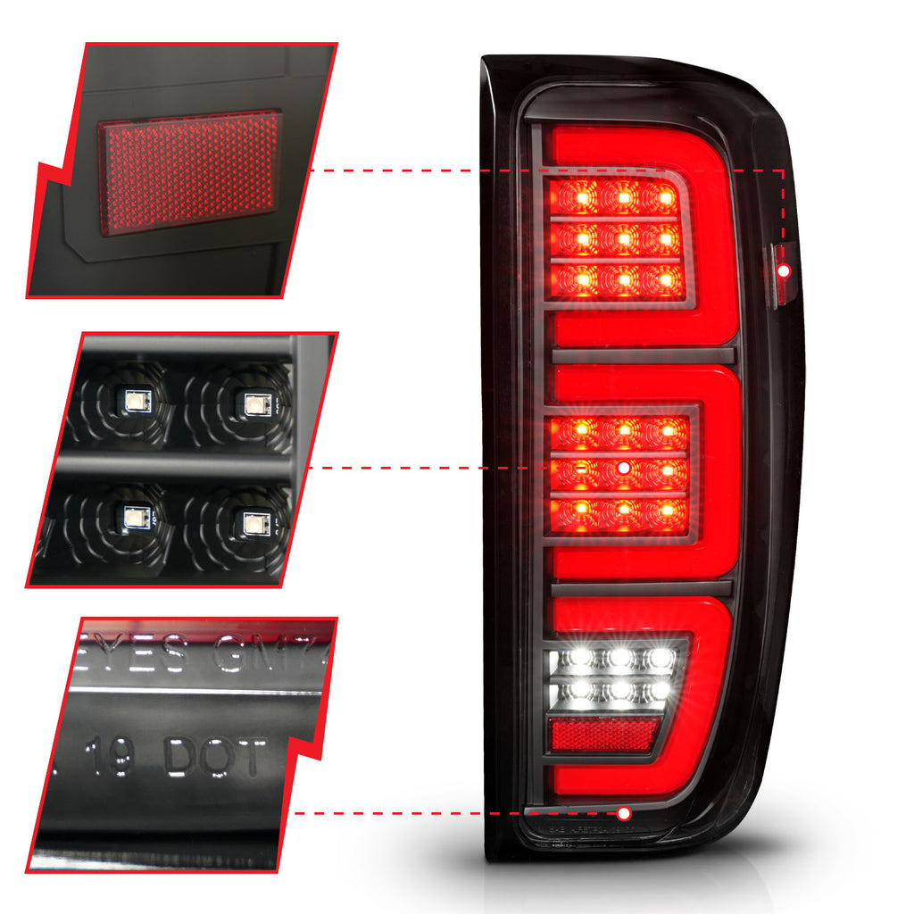 Black-Led-Tail-Lights-With-Clear-Lens-Initiation--Sequential-Signals-;-19-23-Sierra-1500--20-23-Sierra-Hd-With-Led-Tail-Lights
