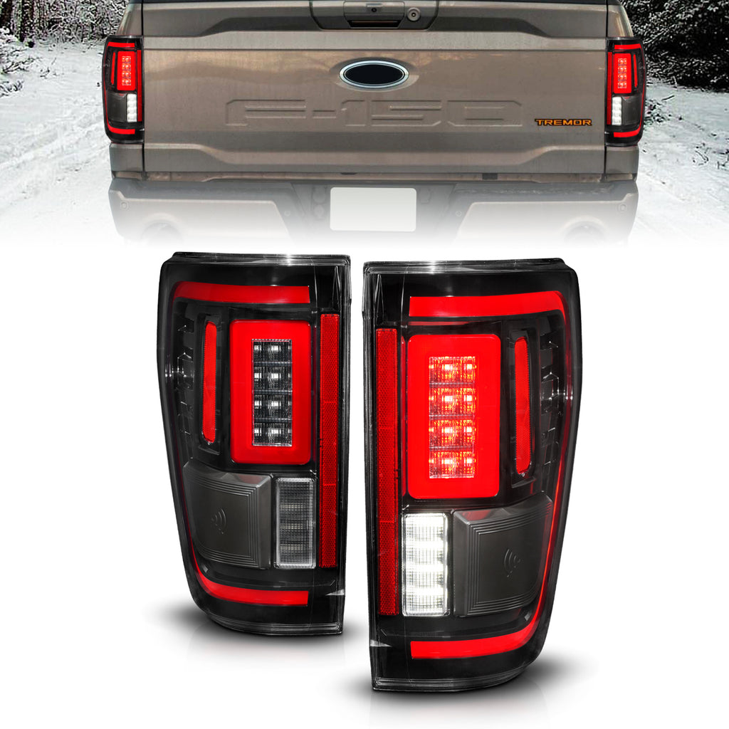 Black-Led-Tail-Lights-With-Clear-Lens-With-Initiation--Sequential-Signal-;-21-23-F150-Fits-Models-Without-Led-Tail-Lights--Blis-System--Models-With-Led-Tail-Lights--Blis-System