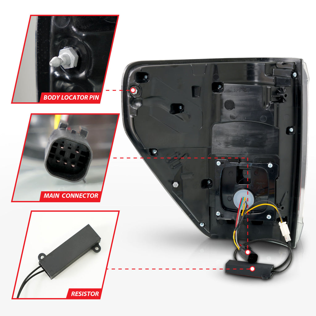 Black-Led-Tail-Lights-With-Clear-Lens-With-Initiation--Sequential-Signal-;-21-23-F150-Fits-Models-Without-Led-Tail-Lights--Blis-System--Models-With-Led-Tail-Lights--Blis-System