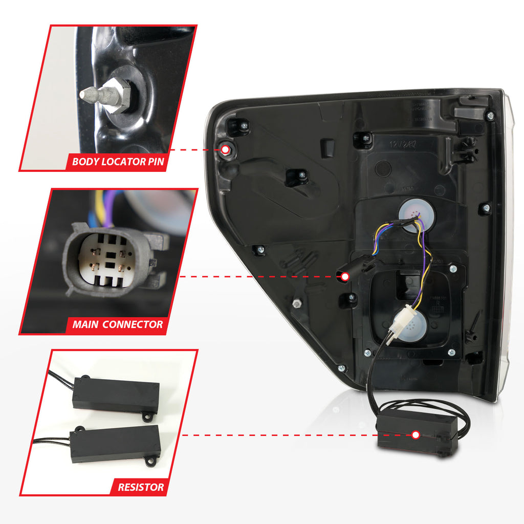 Black-Led-Tail-Lights-With-Clear-Lens-With-Initiation--Sequential-Signals-;-21-23-F150-Fits-Models-Without-Led-Tail-Lights-With-Blis-System