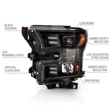 Load image into Gallery viewer, Black-Projector-Plank-Style-Headlights-With-Sequential-Turn-Signal-;-15-17-F150-Without-Factory-Led-Headlights