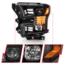 Load image into Gallery viewer, Black-Projector-Plank-Style-Headlights-With-Sequential-Turn-Signal-;-15-17-F150-Without-Factory-Led-Headlights