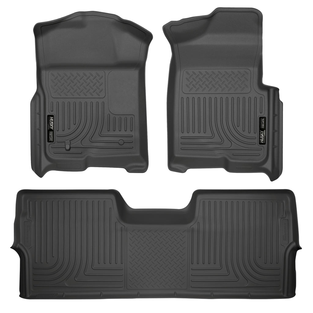 Black-Weatherbeater-Front--Second-Row-Floor-Liners-;-09-14-F150-Crew-Cab