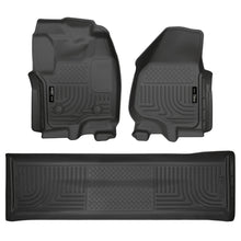 Load image into Gallery viewer, Black-Weatherbeater-Front--Second-Row-Floor-Liners-;-12-16-Super-Duty-Crew-Cab-With-Drivers-Foot-Rest-;-Without-4X4-Floor-Shifter