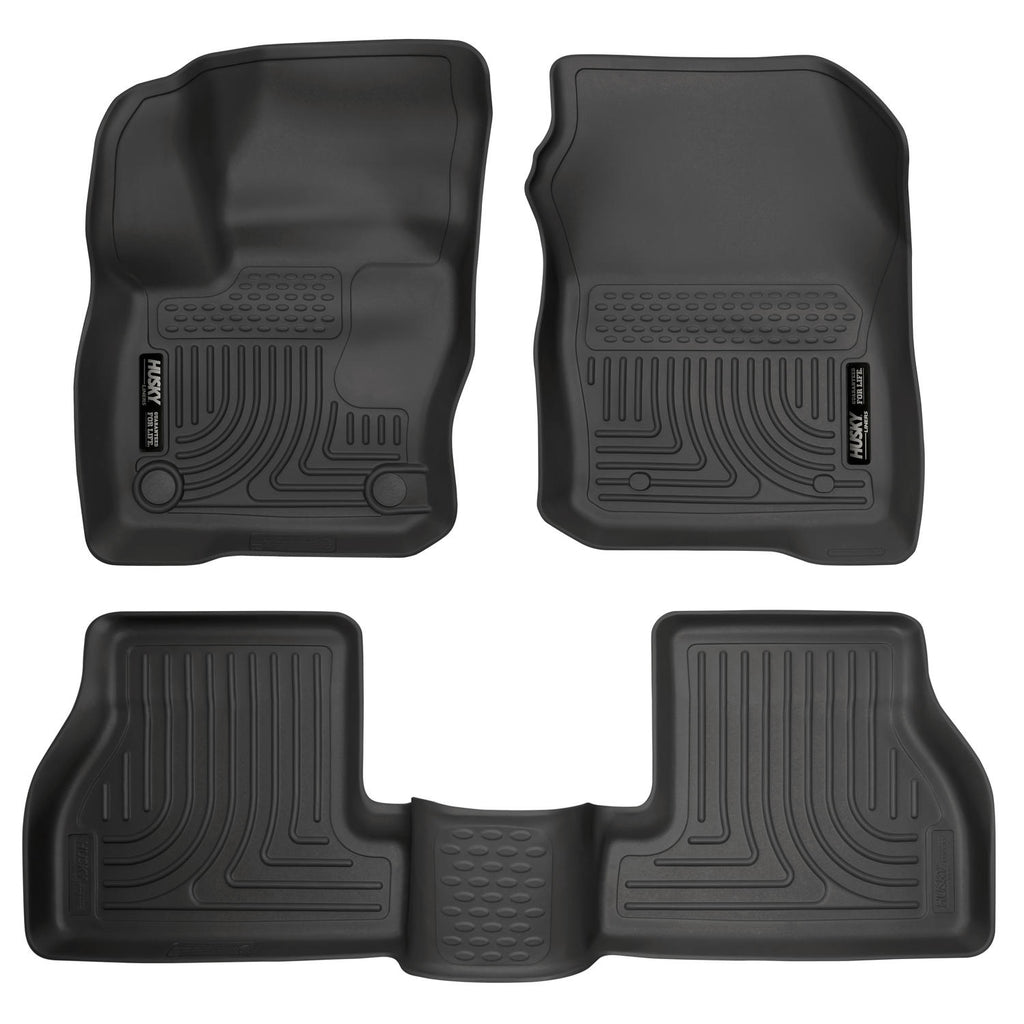 Black-Weatherbeater-Front--Second-Row-Floor-Liners-;-16-18-Focus-(Exc-Rs)