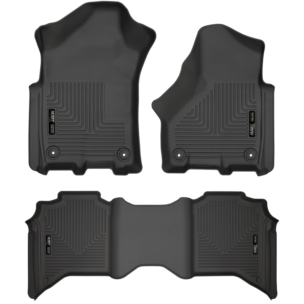 Black-Weatherbeater-Front--Second-Row-Floor-Liners-;-19-23-Ram-25003500-Crew-Cab