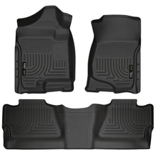 Load image into Gallery viewer, Black-Weatherbeater-Front-Amp;-Second-Row-Floor-Liners-;-07-13-SilveradoSierra-Crew-Cab-1500-07-14-Hd