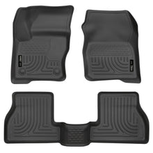 Load image into Gallery viewer, Black-Weatherbeater-Front-Amp;-Second-Row-Floor-Liners-;-12-15-Focus-SedanHatchback