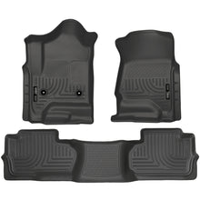 Load image into Gallery viewer, Black-Weatherbeater-Front-Amp;-Second-Row-Floor-Liners-;-14-18-SilveradoSierra-Extended-Cab-1500-15-19-Hd