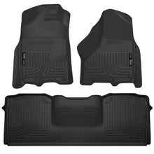 Load image into Gallery viewer, Black-Weatherbeater-Front-Amp;-Second-Row-Floor-Liners-;-Dodge-Ram-10-18-25003500-Mega-Cab-With-Dual-Retention-Hooks