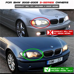 Bmw-E46-3-Series-02-05-4Dr-Projector-Headlights-1Pc-3D-Halo-Blk-Pro-Yd-Bmwe4602-4D-3Ddrl-Bk