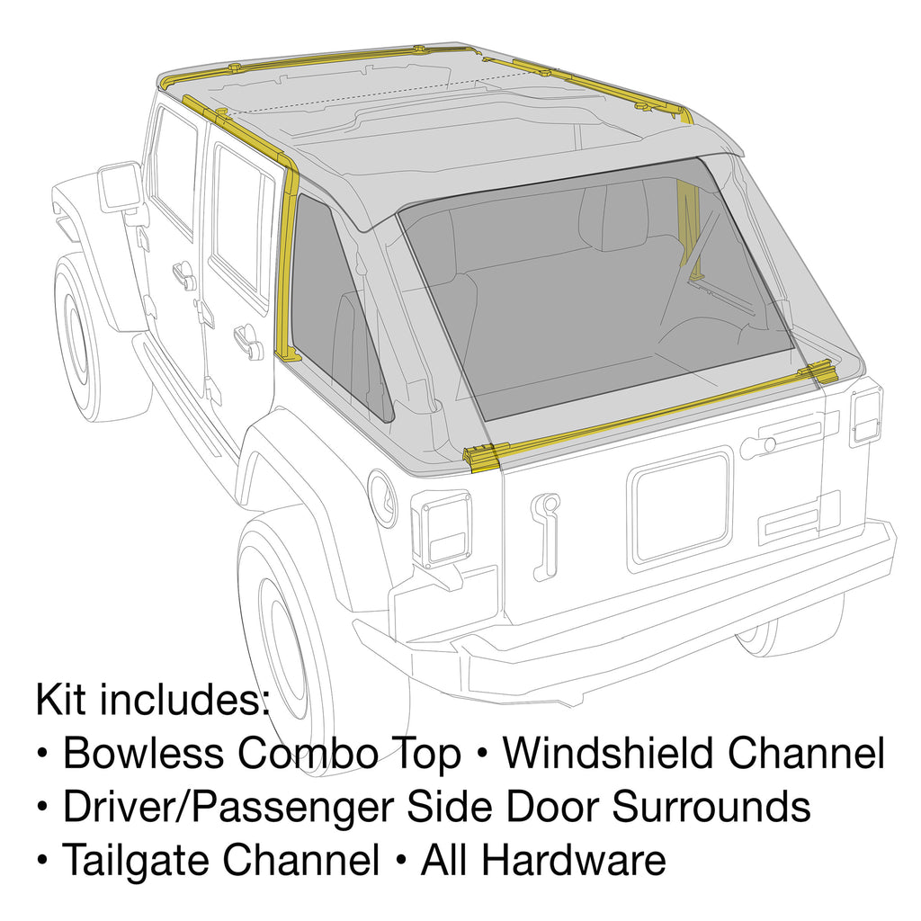 Bowless-Combo-Top-Kit-WTinted-Windows---Protek-Jeep,-07-18-Wrangler-(Jk)-4-Door