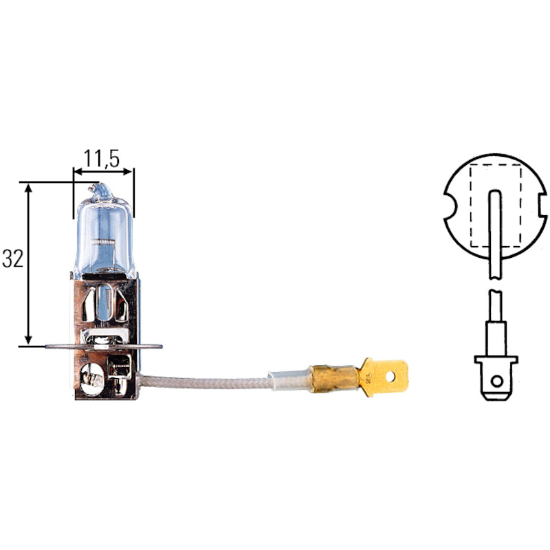 Bulb-H3-12V-100W-Ylw-Str-------------8Gh