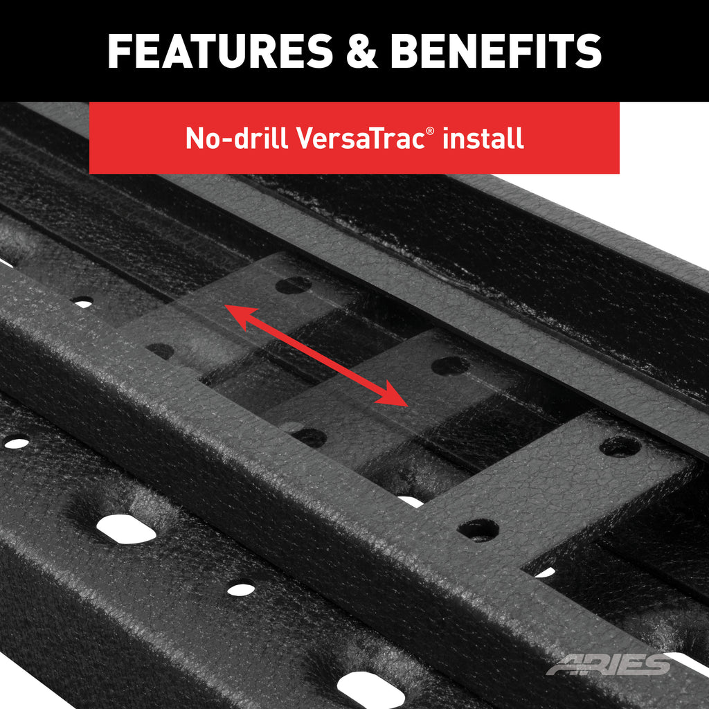 ARIES C2891 RidgeStep 6-1/2" x 91" Black Steel Running Boards (No Brackets) for Select Ford F-250