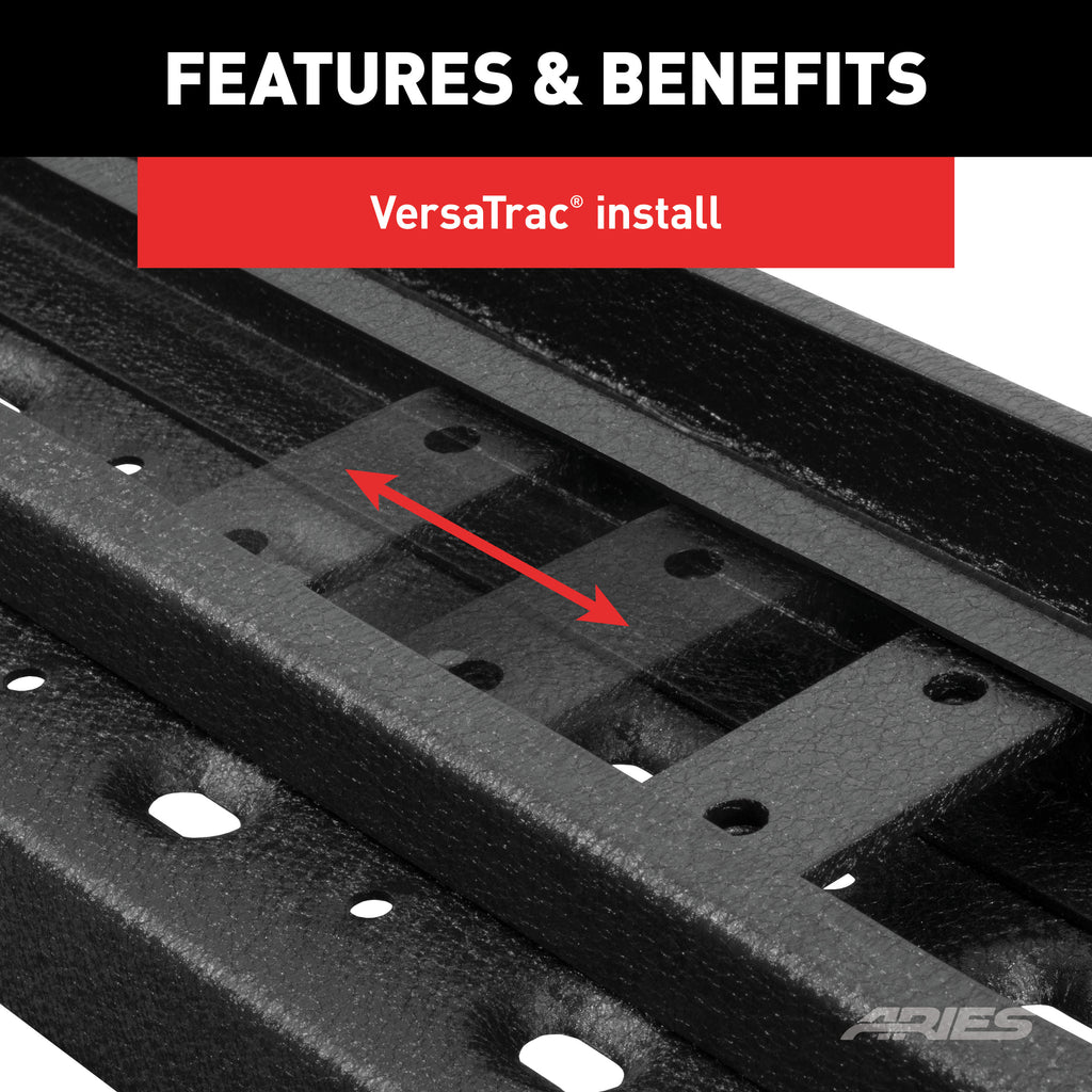 ARIES C3696 RidgeStep 6-1/2" x 96", 36" Black Steel Running Boards (No Brackets) for Select Ford E-350