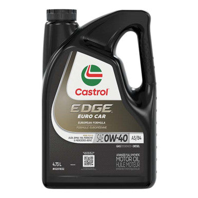 Castrol CAS0201832 Edge Euro Car A3/B4 - 0W40 Synthetic Engine Oil - 4.73L