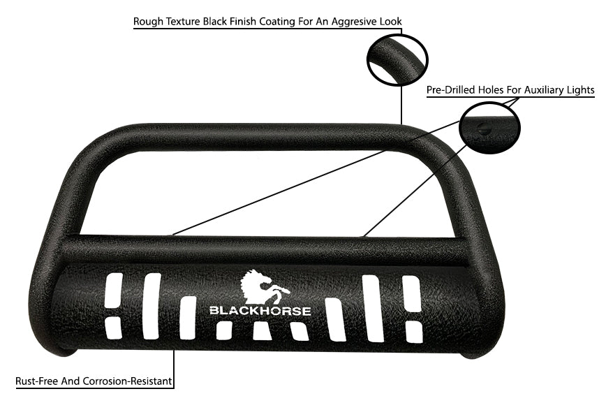 Black Horse Off Road CBT-B201SP Bull Bar-T for Select Dodge Dakota, Dodge Durango