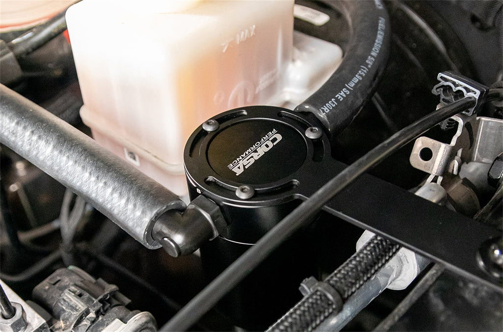 Corsa Performance CC0002 CORSA Performance 3 oz. aluminum oil catch can with mounting bracket for Select Jeep Gladiator, Jeep Wrangler