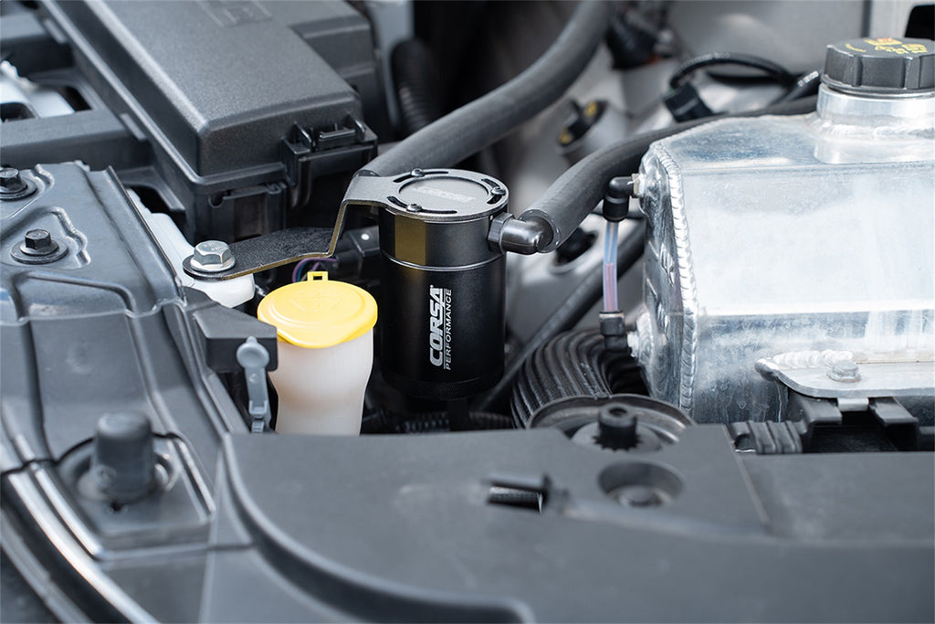 Corsa Performance CC0014 CORSA Performance 3 oz. aluminum oil catch can with mounting bracket for Select Ford Mustang