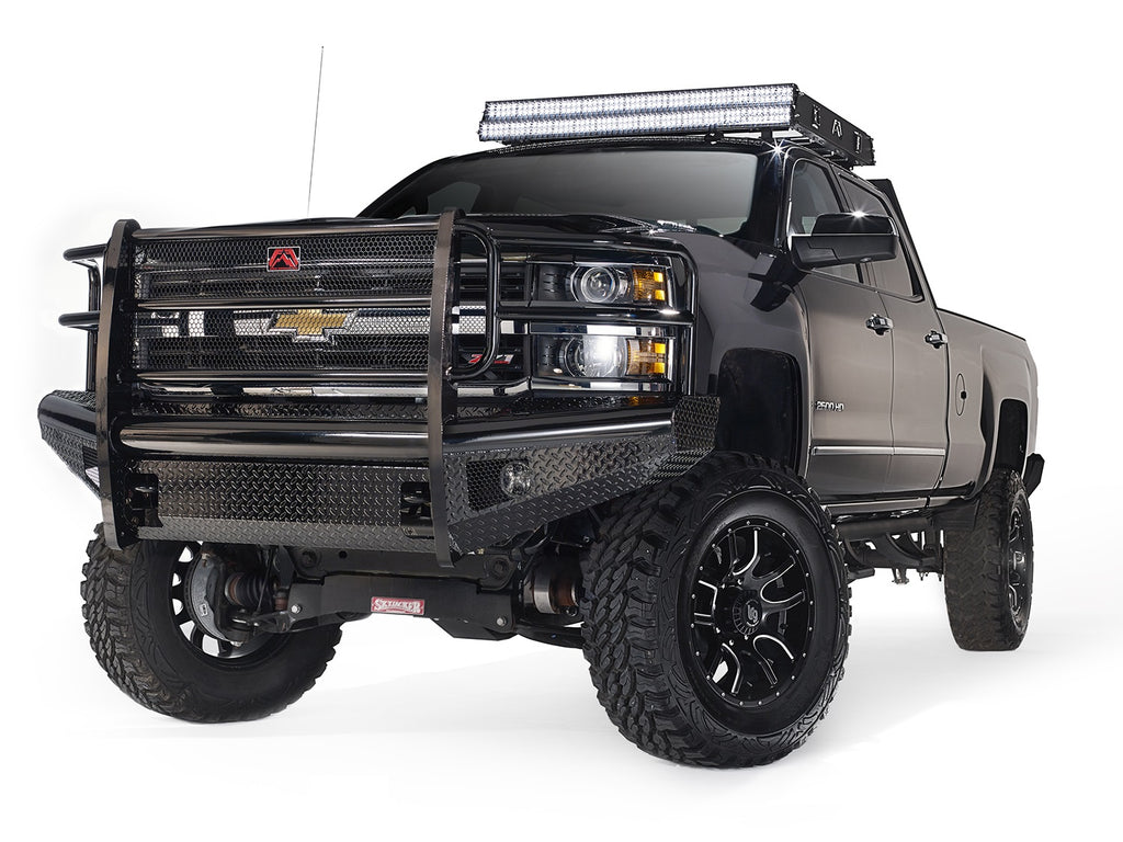 Fab Fours CH05-S1360-1 Black Steel Front Ranch Bumper for Select Chevrolet Silverado HD, Chevrolet Silverado HD Classic, Chevrolet Silverado 3500, Chevrolet Silverado Classic