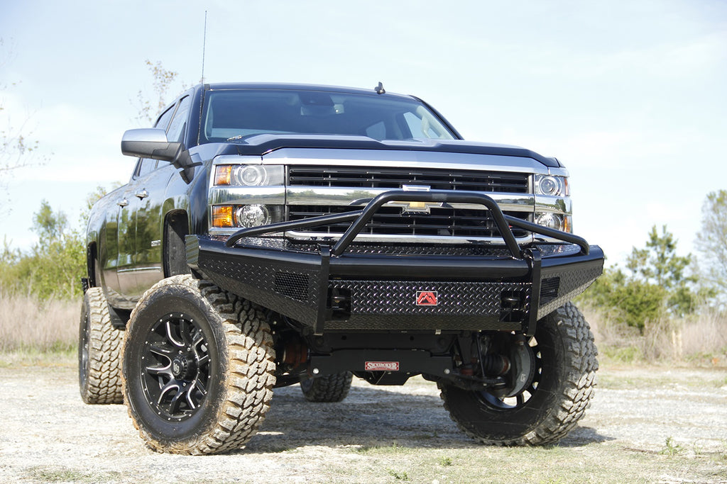 Fab Fours CH08-S2062-1 Black Steel Front Ranch Bumper for Select Chevrolet Silverado HD, Chevrolet Silverado HD