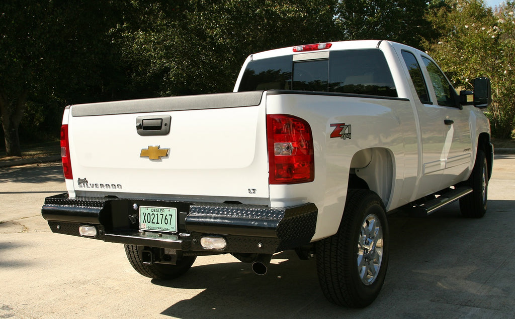 Fab Fours CH08-T1450-1 Black Steel Ranch Rear Bumper for Select Chevrolet Silverado HD, Chevrolet Silverado HD, GMC Sierra HD, GMC Sierra HD