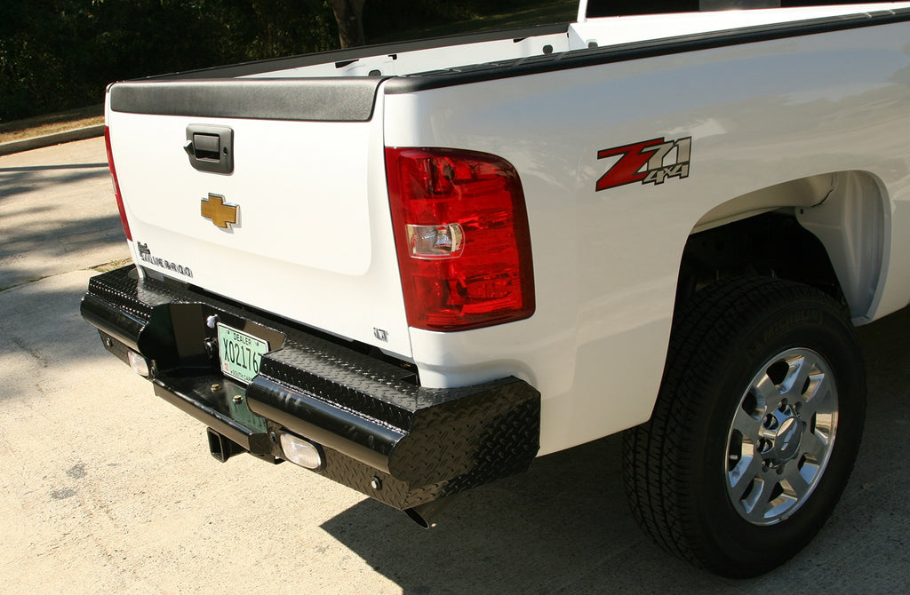 Fab Fours CH08-T1450-1 Black Steel Ranch Rear Bumper for Select Chevrolet Silverado HD, Chevrolet Silverado HD, GMC Sierra HD, GMC Sierra HD