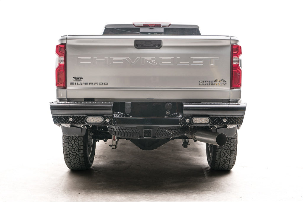 Fab Fours CH20-T4950-1 Black Steel Ranch Rear Bumper for Select Chevrolet Silverado HD, Chevrolet Silverado HD, GMC Sierra HD, GMC Sierra HD