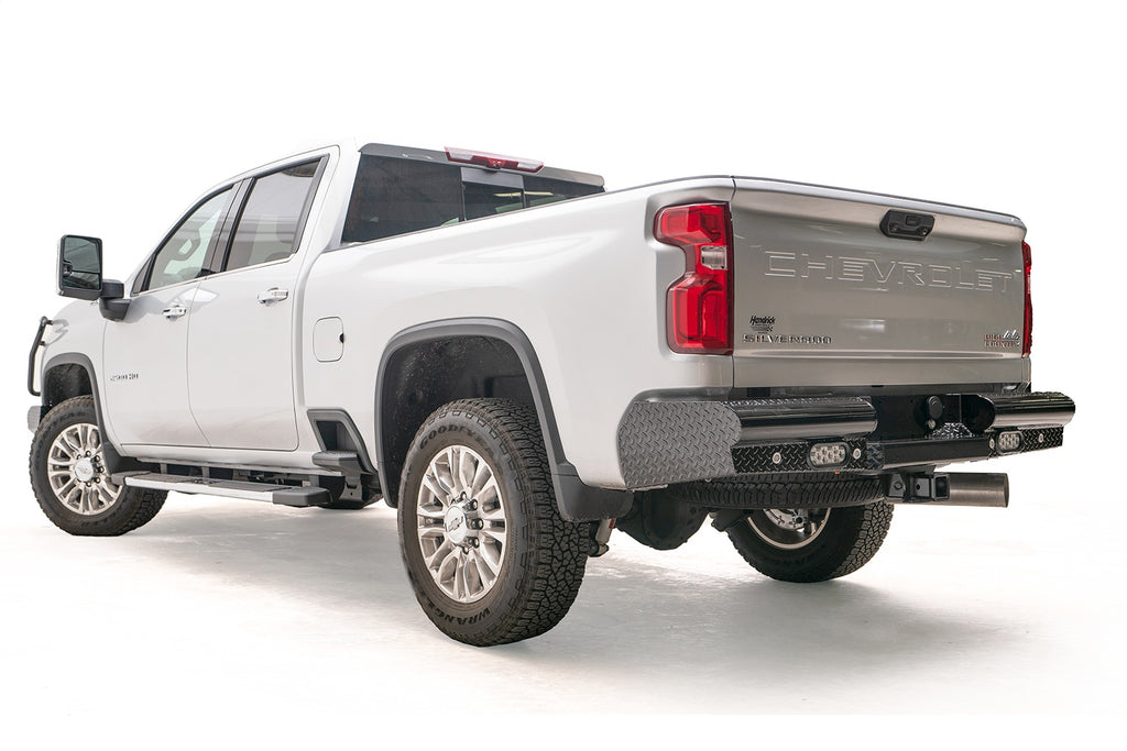 Fab Fours CH20-T4950-1 Black Steel Ranch Rear Bumper for Select Chevrolet Silverado HD, Chevrolet Silverado HD, GMC Sierra HD, GMC Sierra HD
