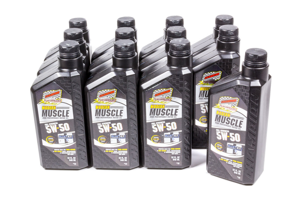 CHAMPION BRAND 4403H-12 Modern Muscle 5w50 Oil Case 12x1Qt. Full Syn.