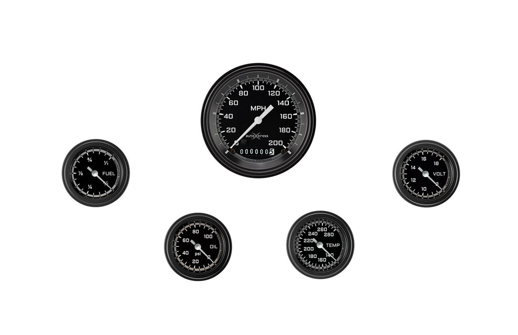 CLASSIC INSTRUMENTS AX100GBLF Autocross Grey 5 Gauge Set 2-1/8 Full Sweep