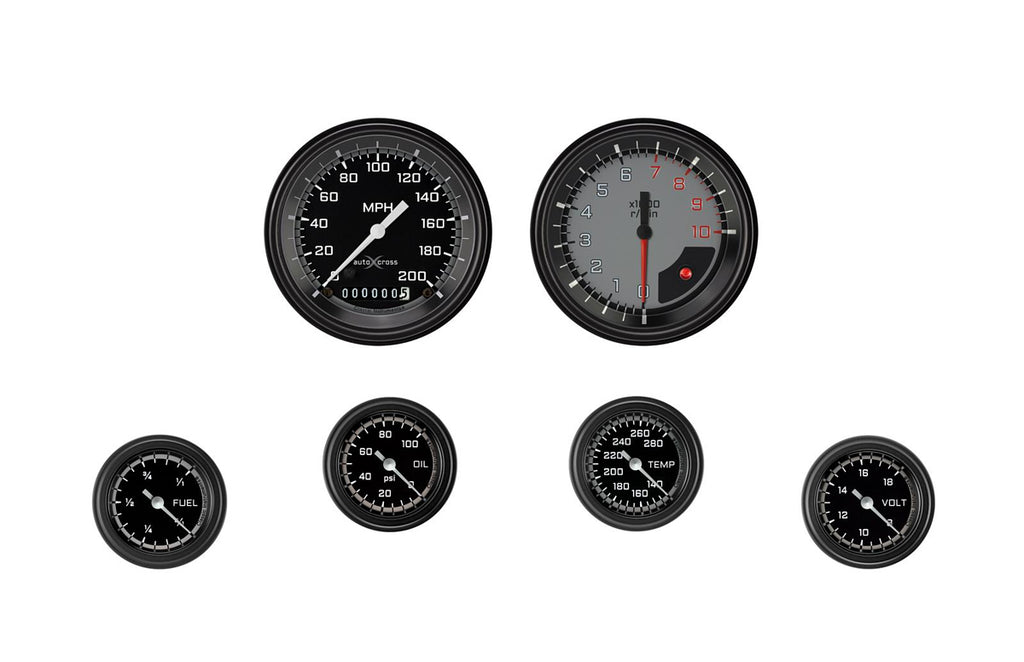CLASSIC INSTRUMENTS AX101GBLF Autocross Grey 6 Gauge Set 2-1/8 Full Sweep