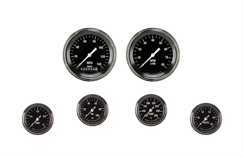 CLASSIC INSTRUMENTS HR101SLF Hot Rod 6 Gauge Set 2-1/8 Full Sweep
