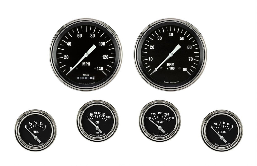 CLASSIC INSTRUMENTS HR251SLF Hot Rod 6 Gauge Set 2-5/8 Short Sweep