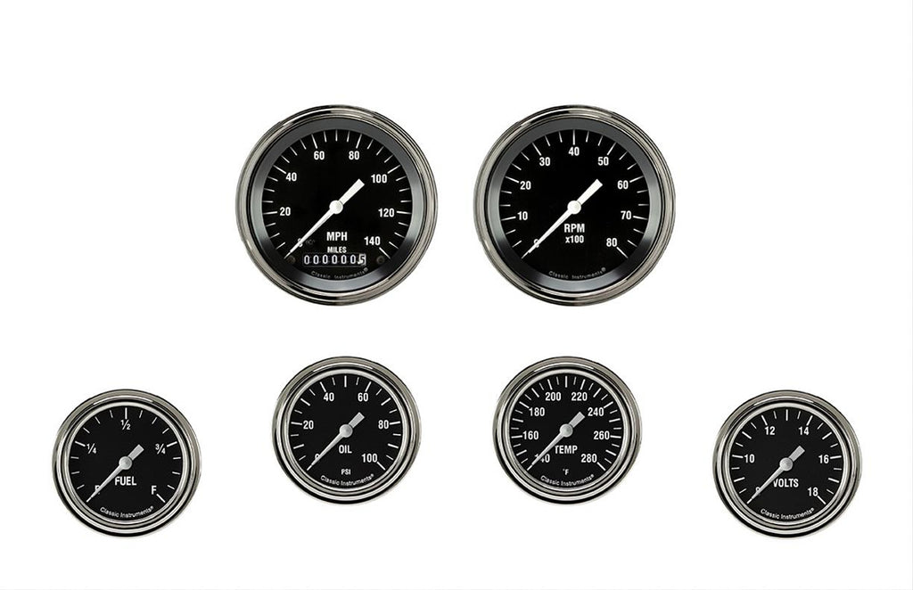 CLASSIC INSTRUMENTS HR301SLF Hot Rod 6 Gauge Set 2-5/8 Full Sweep