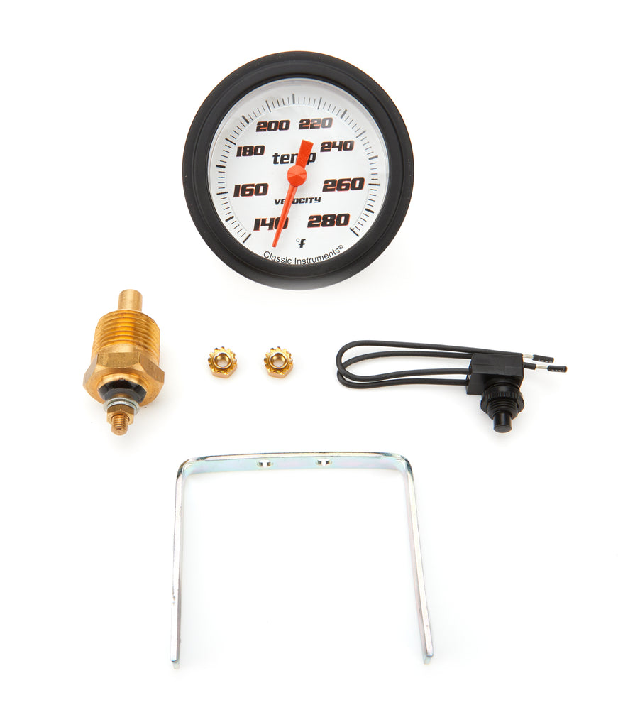 CLASSIC INSTRUMENTS VS326WBLF-08 Velocity White Temperatu re Gauge 2-5/8 Full Swee