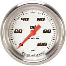 Load image into Gallery viewer, CLASSIC INSTRUMENTS VS381WAPF Velocity White Oil Press ure 2-5/8 Full Sweep