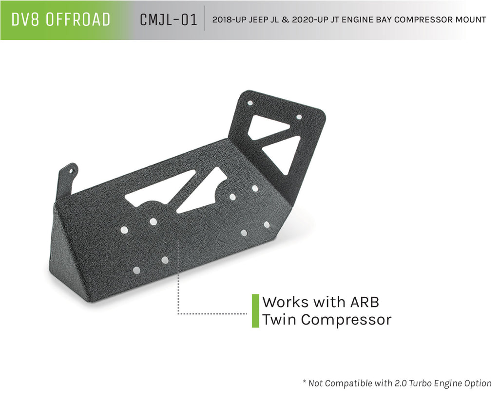 DV8 Offroad CMJL-01 Engine Bay Compressor Mount for Select Jeep Gladiator, Jeep Wrangler